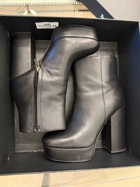 Coach Black Leather Platform  IONA Ankle Boots